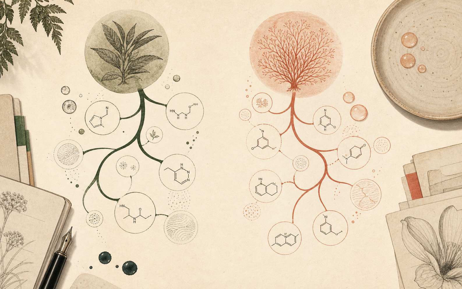 Editorial ingredient branches showing octenidine and chlorhexidine as separate chemical-context paths.